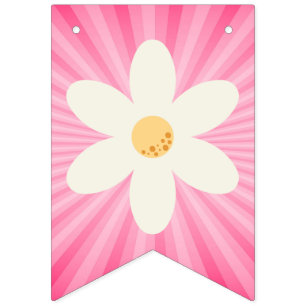 Retro Roze Daisy Sunburst Bunting Flags – Groovy B Vlaggetjes