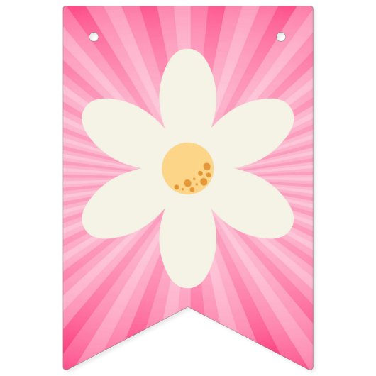 Retro Roze Daisy Sunburst Bunting Flags – Groovy B Vlaggetjes (Eerste vlag)