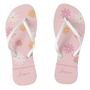 Retro Roze Daisy-Teenslippers voor Bridesmaids Teenslippers