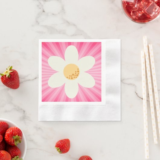 Retro Roze Daisy Verjaardag servetten – Boho Groov (Insitu)