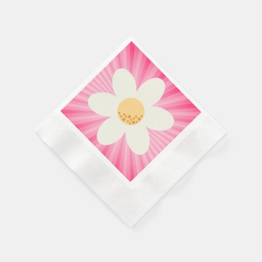 Retro Roze Daisy Verjaardag servetten – Boho Groov (Hoek)