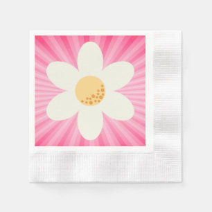 Retro Roze Daisy Verjaardag servetten – Boho Groov