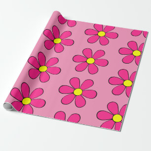 Retro Roze Daisy Wrapping Papier