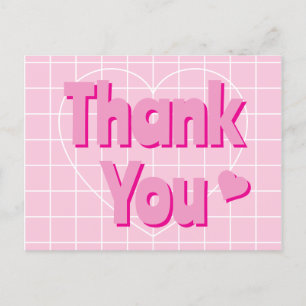 Retro Roze Dank Je  Briefkaart