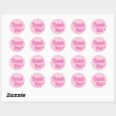 Retro Roze Dank Je  Ronde Sticker (Vel)
