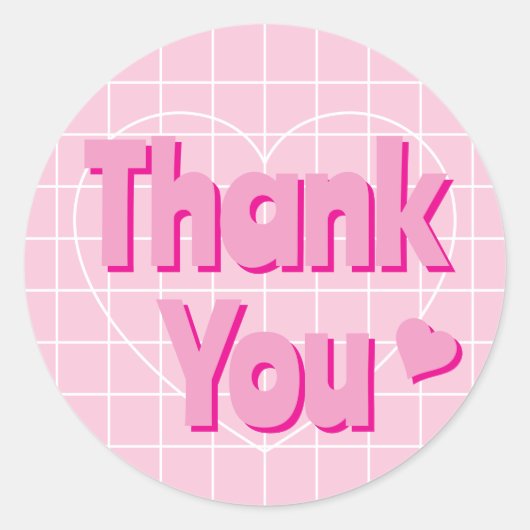 Retro Roze Dank Je  Ronde Sticker (Voorkant)