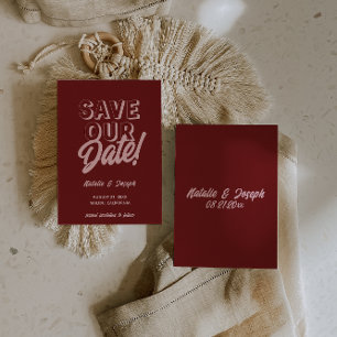 Retro Roze Diep Rode Moderne Boho Unieke Trouwdag Save The Date
