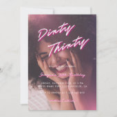 Retro Roze Dirty Dertig Foto 30ste Verjaardagsfees Kaart (Voorkant)