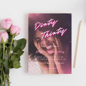 Retro Roze Dirty Dertig Foto 30ste Verjaardagsfees Kaart