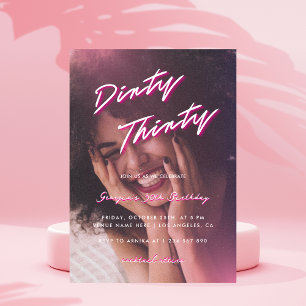 Retro Roze Dirty Dertig Foto 30ste Verjaardagsfees Kaart