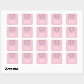 Retro Roze Disco Bal 70s 80s Themade Bruiloft Fees Vierkante Sticker (Vel)
