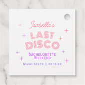 Retro Roze Disco Bal Bachelorette Weekend Feest Bedankjes Labels (Achterkant)
