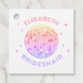 Retro Roze Disco Bal Bachelorette Weekend Feest Bedankjes Labels (Voorkant)