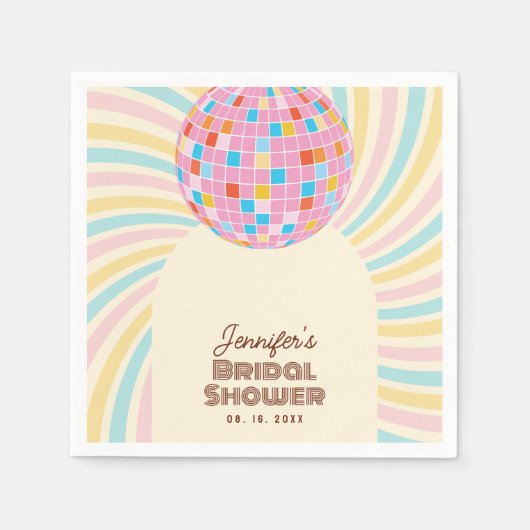 Retro Roze Disco Bal Groovy Boho Bruiloft Feest Servet (Voorkant)