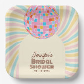 Retro Roze Disco Bal Hippie Bruiloftsborrel Papieren Bordje (Voorkant)
