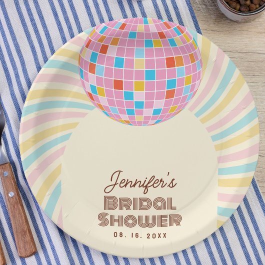Retro Roze Disco Bal Hippie Bruiloftsborrel Papieren Bordje