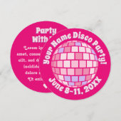 Retro Roze Disco Bal PERSOONLIJK Kaart (Voorkant / Achterkant)