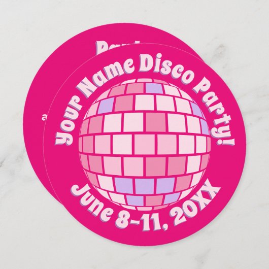 Retro Roze Disco Bal PERSOONLIJK Kaart (Voorkant / Achterkant)