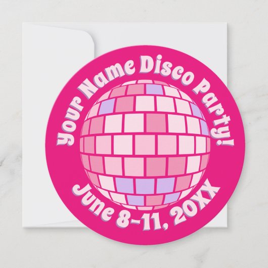 Retro Roze Disco Bal PERSOONLIJK Kaart (Voorkant)