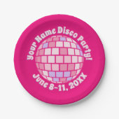 Retro Roze Disco Bal PERSOONLIJK Papieren Bordje (Voorkant)
