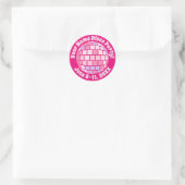 Retro Roze Disco Bal PERSOONLIJK Ronde Sticker (Tas)