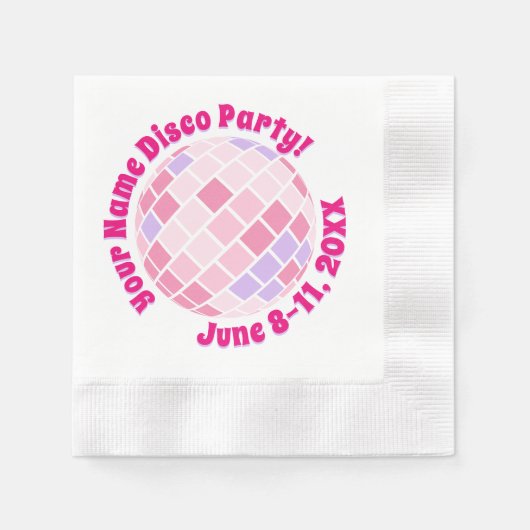 Retro Roze Disco Bal PERSOONLIJK Servet (Voorkant)