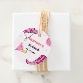 Retro Roze Disco Cowgirl Western Bachelorette Bedankjes Labels (In situ)