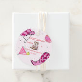Retro Roze Disco Cowgirl Western Bachelorette Bedankjes Labels (In situ)