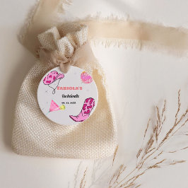Retro Roze Disco Cowgirl Western Bachelorette Bedankjes Labels
