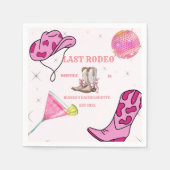 Retro Roze Disco Cowgirl Western Bachelorette Servet (Voorkant)