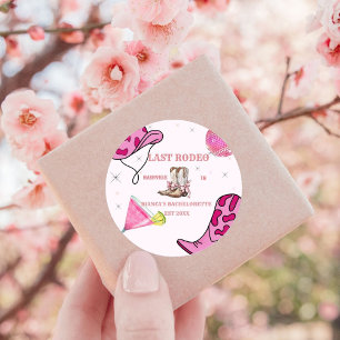 Retro Roze Disco Cowgirl Westerse Bachelorette  Ronde Sticker