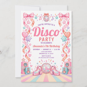 Retro Roze Disco Feest Meisje Strik Verjaardag Gin Kaart