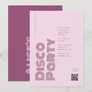 Retro Roze Disco Verjaardagsfeestje Kaart