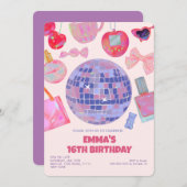 Retro Roze Disco yk2 esthetische Sweet 16 Verjaard Kaart (Voorkant / Achterkant)