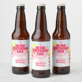 Retro roze discobal in mijn verjaardagsfeestje bier etiket (Flessen)