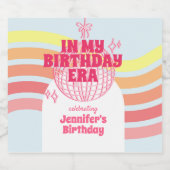 Retro roze discobal in mijn verjaardagsfeestje bier etiket (Enkel label)