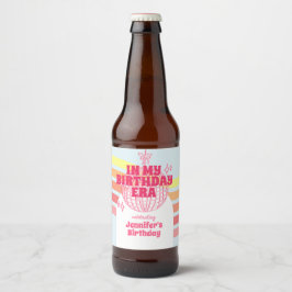 Retro roze discobal in mijn verjaardagsfeestje bier etiket
