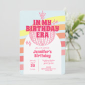 Retro roze discobal in mijn verjaardagsfeestje kaart (Staand voorkant)