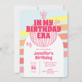 Retro roze discobal in mijn verjaardagsfeestje kaart (Voorkant)