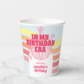 Retro roze discobal in mijn verjaardagsfeestje papieren bekers (Voorkant)