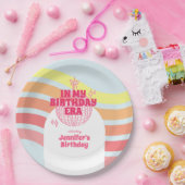 Retro roze discobal in mijn verjaardagsfeestje papieren bordje (Feest)