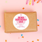 Retro roze discobal in mijn verjaardagsfeestje ronde sticker