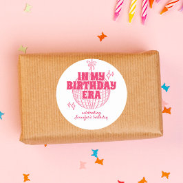 Retro roze discobal in mijn verjaardagsfeestje ronde sticker