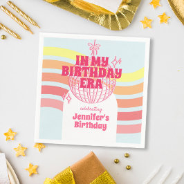 Retro roze discobal in mijn verjaardagsfeestje servet