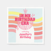 Retro roze discobal in mijn verjaardagsfeestje servet (Voorkant)