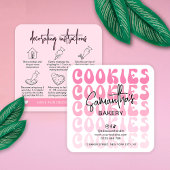 Retro Roze DIY Cookie Decoratie Instructies Vierkante Visitekaartje