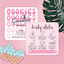 Retro Roze DIY Cookie Decoratie Instructies Vierkante Visitekaartje