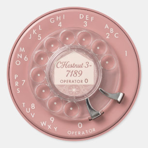 Retro roze draaischijf telefoonnummerplaat ronde sticker