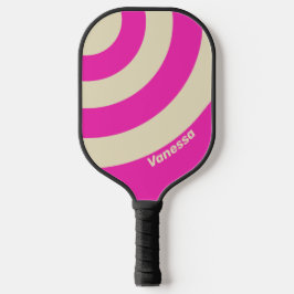 Retro Roze Drie Cirkel Streep met Naam Pickleball Paddle