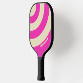 Retro Roze Drie Cirkel Streep met Naam Pickleball Paddle (Links)
